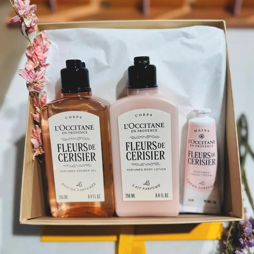 L'OCCITANE Cherry Blossom Body Routine Box | مجموعة لوكسيتان لروتين الجسم بزهور الكرز